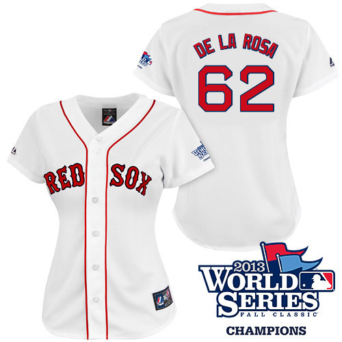 Rubby De La Rosa #62 mlb Jersey-Boston Red Sox Women's Authentic 2013 World Series Champions Home White Baseball Jersey